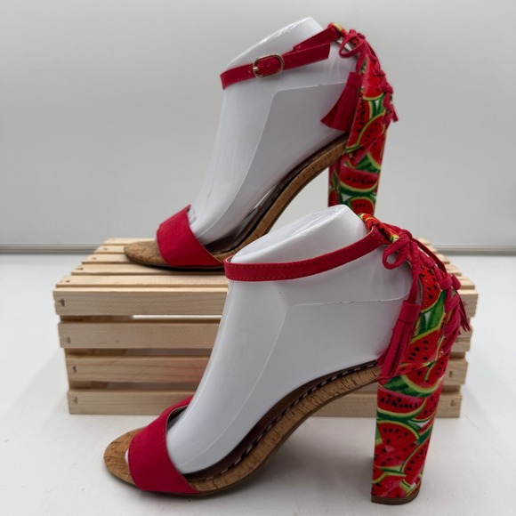 Betsey Johnson Shoes - Betsey Johnson Rallo Watermelon Block Heel Sandals Fruit Print Ankle Strap 8